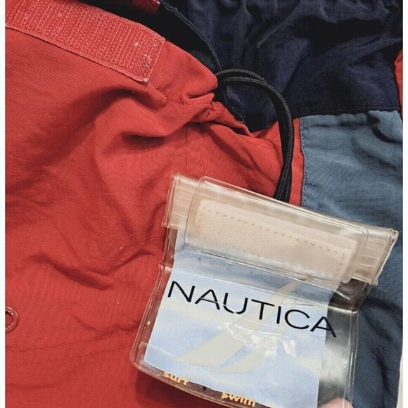Nautica Men's XL Swim Trunks Colorblock 8" Inseam Elastic/Drawstring Waist - Picture 5 of 7